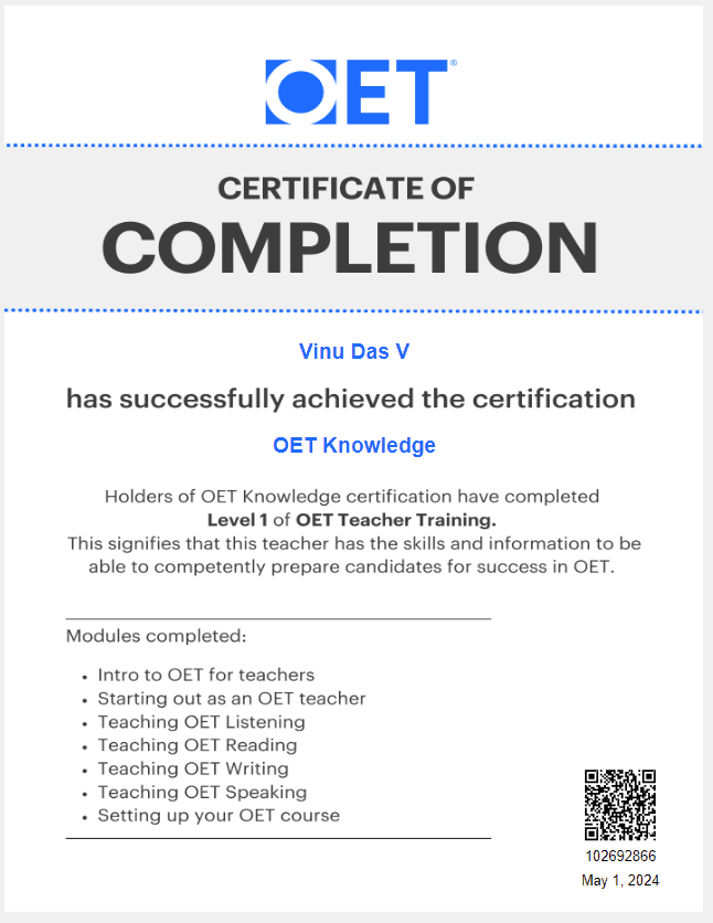 OET Knowledge Certification